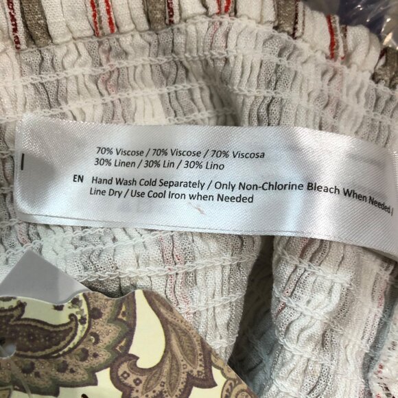 B.O.G. Collective Striped Halter Crop Top Beige & Red Small Viscose/Linen NWT - Picture 8 of 8